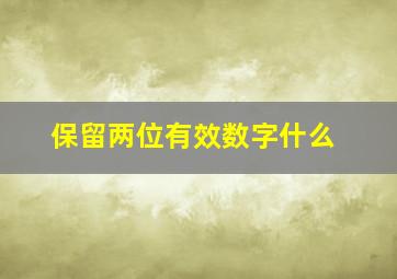 保留两位有效数字什么