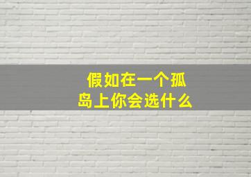 假如在一个孤岛上你会选什么