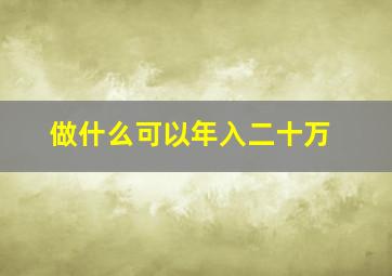 做什么可以年入二十万