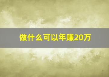 做什么可以年赚20万