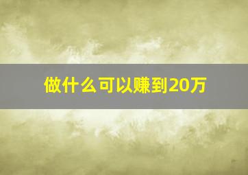 做什么可以赚到20万