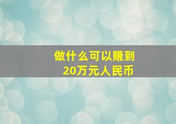 做什么可以赚到20万元人民币