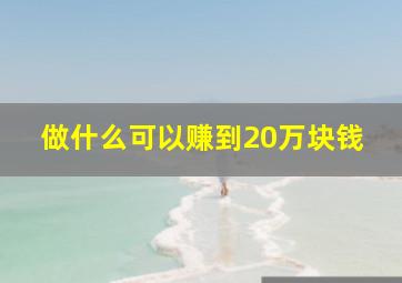 做什么可以赚到20万块钱