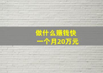 做什么赚钱快一个月20万元