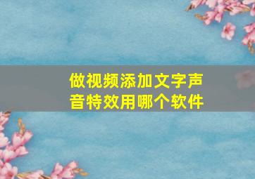 做视频添加文字声音特效用哪个软件