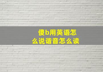 傻b用英语怎么说谐音怎么读