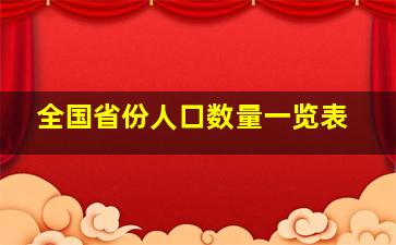 全国省份人口数量一览表