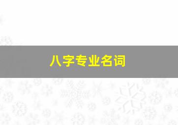 八字专业名词