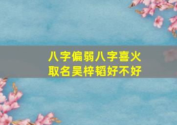 八字偏弱八字喜火取名吴梓韬好不好