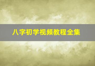 八字初学视频教程全集