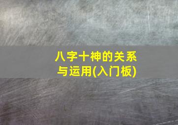 八字十神的关系与运用(入门板)