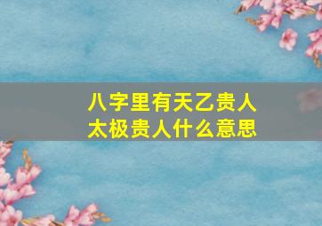 八字里有天乙贵人太极贵人什么意思