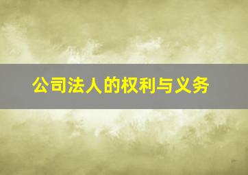 公司法人的权利与义务