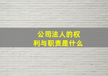 公司法人的权利与职责是什么