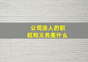 公司法人的职权和义务是什么