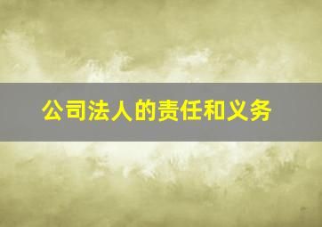 公司法人的责任和义务