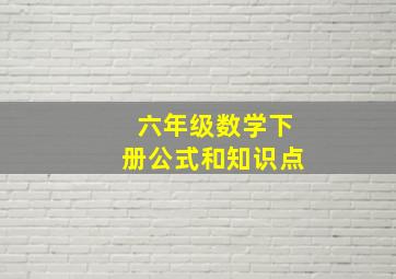 六年级数学下册公式和知识点