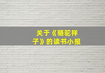 关于《骆驼祥子》的读书小报