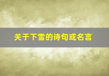 关于下雪的诗句或名言