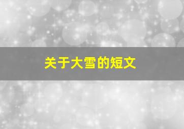 关于大雪的短文