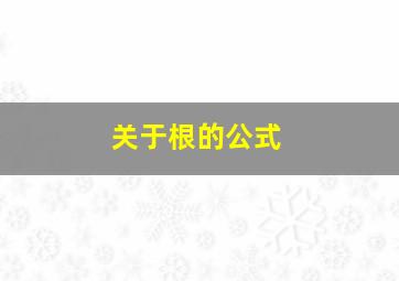 关于根的公式