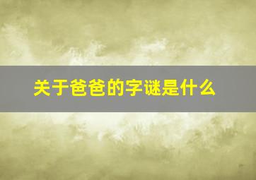 关于爸爸的字谜是什么