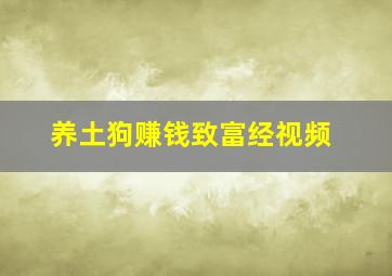 养土狗赚钱致富经视频