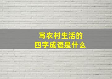 写农村生活的四字成语是什么