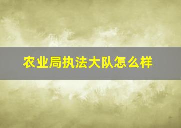 农业局执法大队怎么样