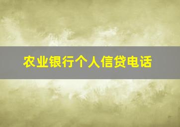 农业银行个人信贷电话