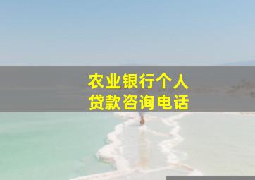 农业银行个人贷款咨询电话