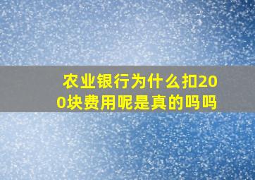 农业银行为什么扣200块费用呢是真的吗吗