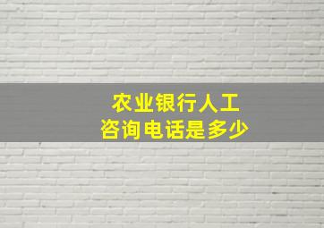 农业银行人工咨询电话是多少