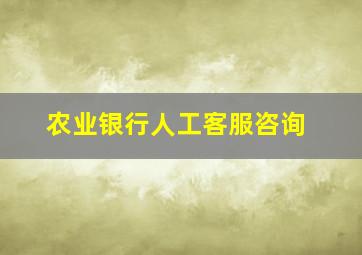 农业银行人工客服咨询