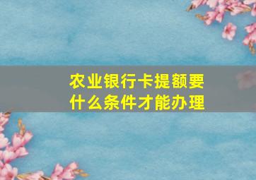 农业银行卡提额要什么条件才能办理