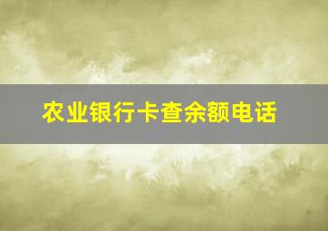 农业银行卡查余额电话