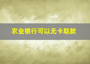 农业银行可以无卡取款