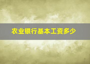 农业银行基本工资多少