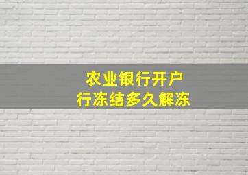 农业银行开户行冻结多久解冻