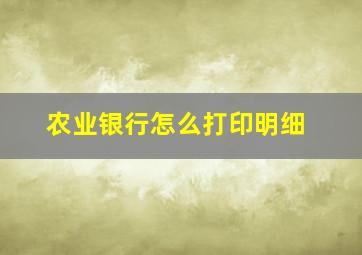 农业银行怎么打印明细