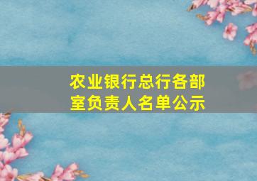 农业银行总行各部室负责人名单公示