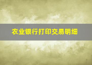 农业银行打印交易明细