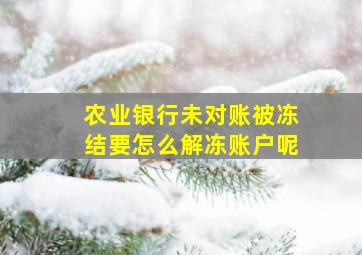 农业银行未对账被冻结要怎么解冻账户呢