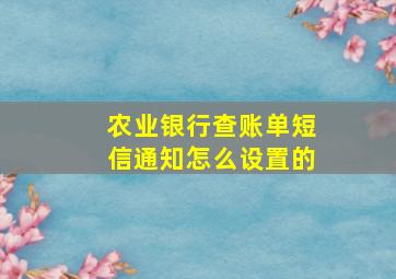 农业银行查账单短信通知怎么设置的