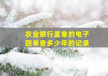 农业银行盖章的电子回单查多少年的记录