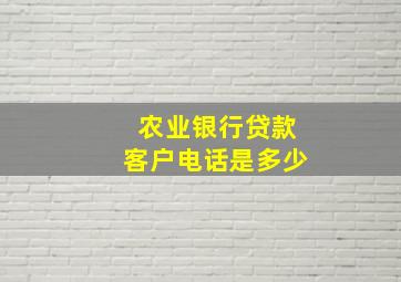 农业银行贷款客户电话是多少