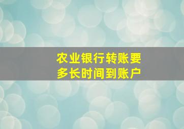 农业银行转账要多长时间到账户