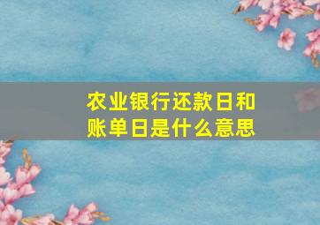 农业银行还款日和账单日是什么意思