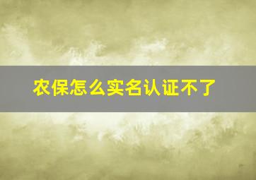 农保怎么实名认证不了