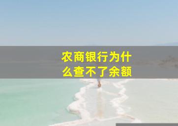 农商银行为什么查不了余额